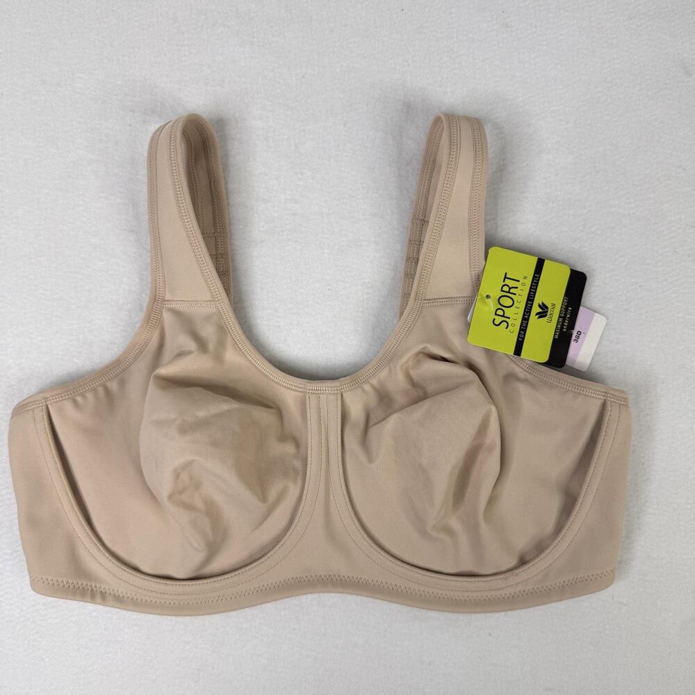 Wacoal Sport Bra 38D NEW Beige Underwire Full Coverage Mesh Moisture Wicking